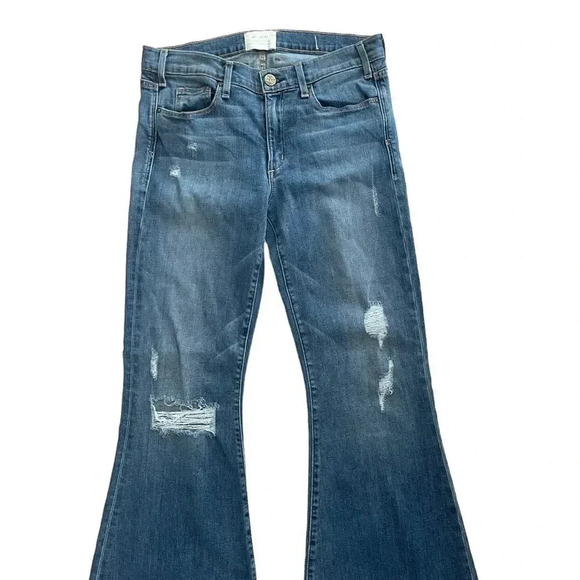 McGuire Majorelle Flare Jeans Distressed Raw Hem Oceana Wash Size 28 - Picture 3 of 8